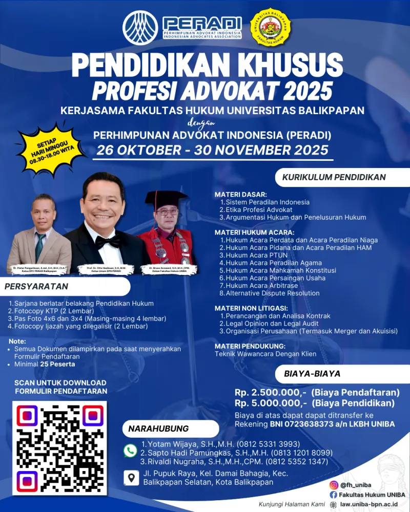Dibuka Pendaftaran Pendidikan Khusus Profesi Advokat (PKPA)