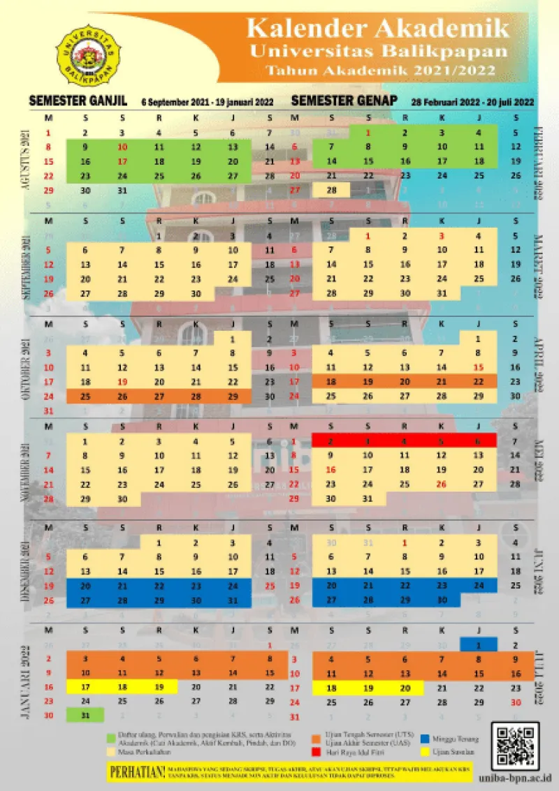 Kalender Akademik Universitas Balikpapan 2021-2022